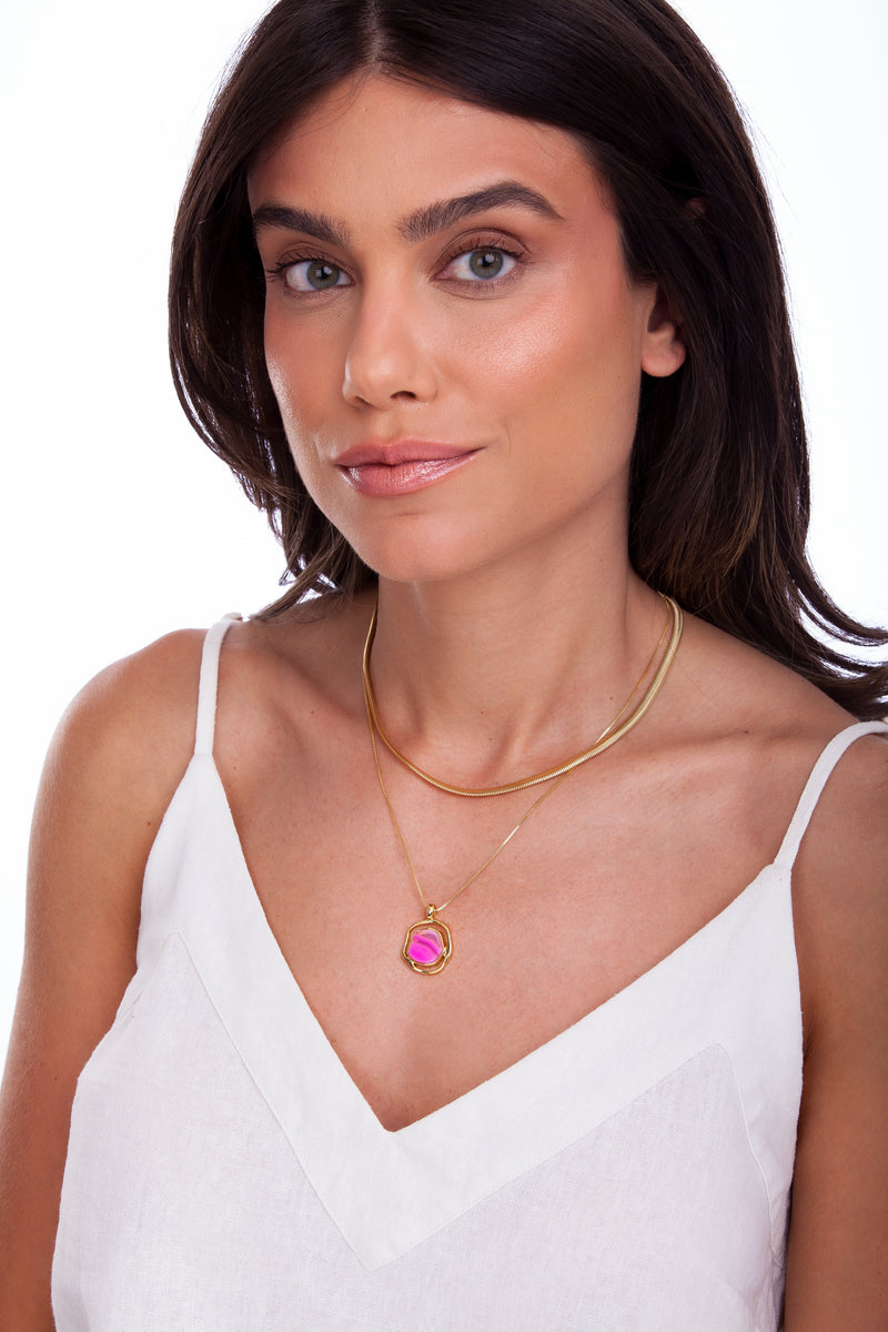 SOLEIL BABY NECKLACE Pink Agate