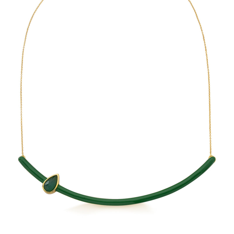 COLORS NECKLACE Green Agate/ Green Enamel