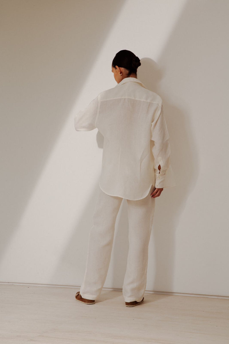 LINEN TROUSERS OFF WHITE