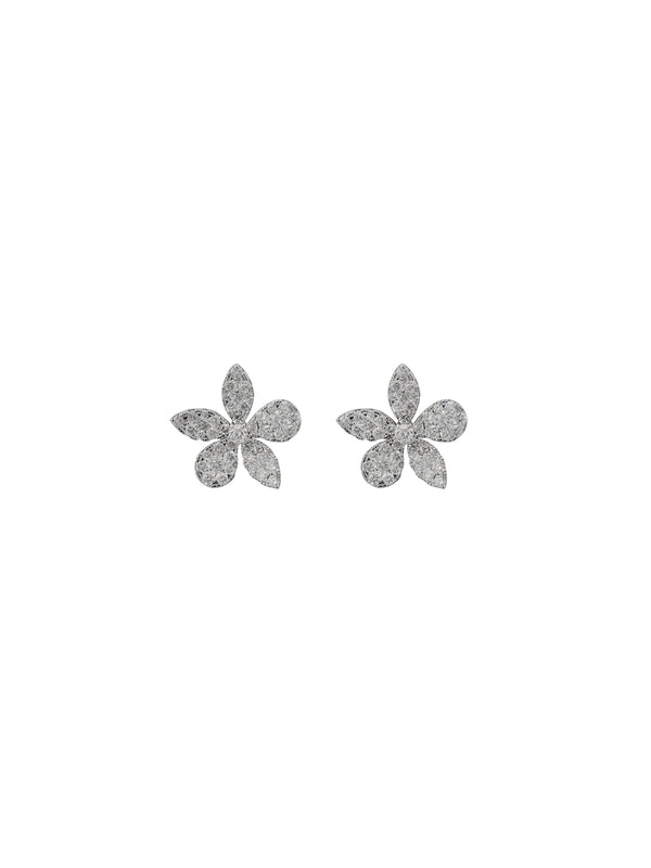 2.30ct Diamond 18K Gold Pave Flower Earrings