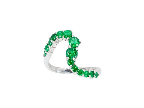 Ring Wave Emeralds Gold