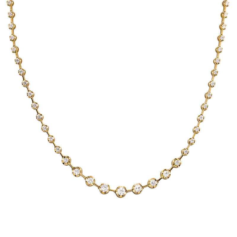1.58ct / 4.16ct Diamond 18K Gold Graduated Link Chain Tennis Necklace